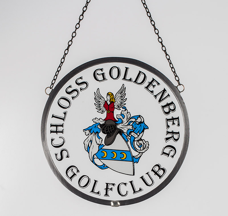 Vereinswappen: Glaswappen für den Golfclub Schloss Goldenberg
